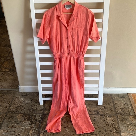 Saint Germain Short Sleeve 100% Cotton Vintage Utility Jumpsuit Size Medium - Picture 1 of 12